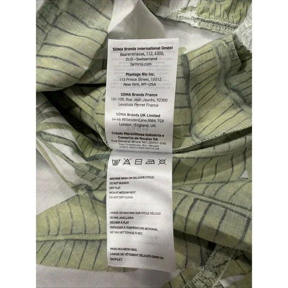 New‎ FARM RIO Off-White Palm Fan Midi Dress Size Large Cotton Sundress - Picture 9 of 13